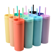 16oz Double Wall Plastic Tumblers  Matte Pastel Colored Acrylic Tumblers with Lids and Straws